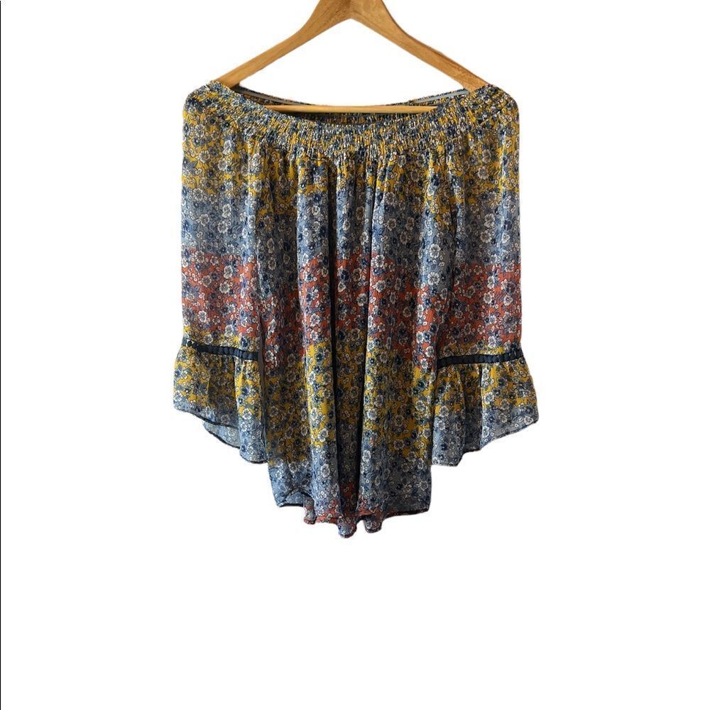 WESTPORT Floral Off The Shoulder Boho Flair Sleeve Flowy Top XS
